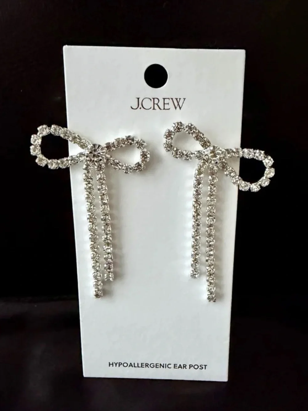 NWT J. Crew Factory Crystal Bow Statement Earrings